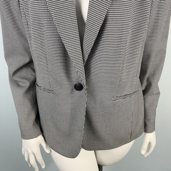 Talbots Women's 12 Single Button Stretch Blazer Jacket Black White Houndstooth - Picture 4 of 16